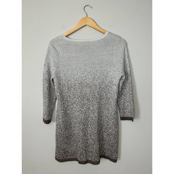 Chico's Easywear Metallic Speckled Ombre Shimmer V-Neck Sweater SZ 1 US Med - Picture 2 of 8